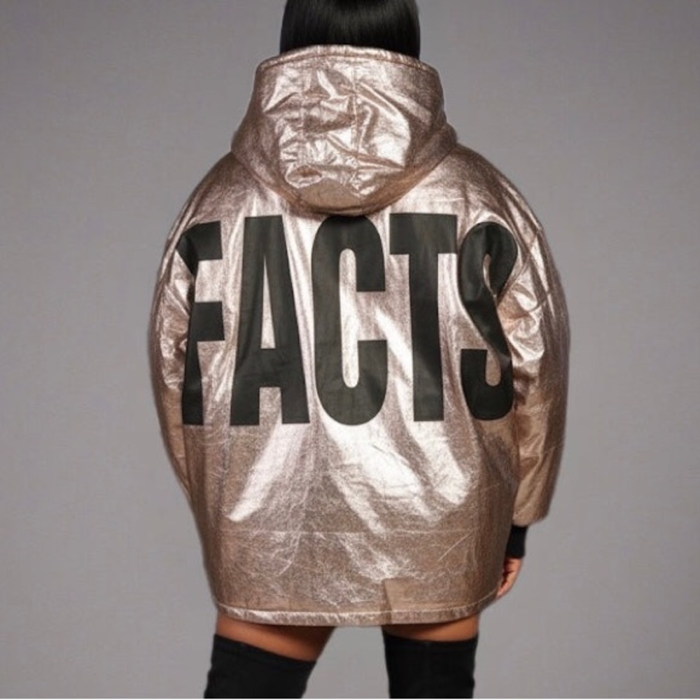 Metallic Bomber Jacket with Bold Lettering